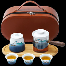黑陶快客杯便携旅行茶具套装一壶三杯整套功夫茶具新中式商务礼品