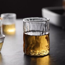 锤纹玻璃树皮直筒杯威士忌啤酒杯高硼硅玻璃果汁饮料杯单层杯批发