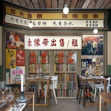 3d复古怀旧8090年代相片录像馆墙纸餐厅烧烤店墙布包厢火锅店壁纸