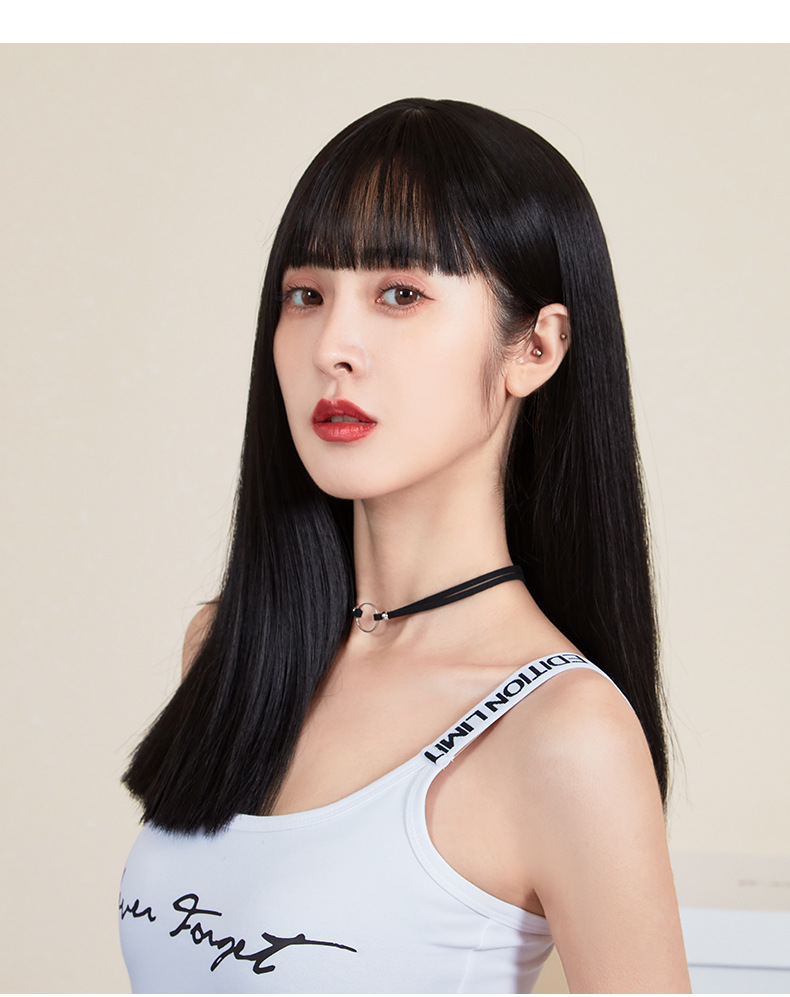 假发女中长发网红漫画刘海锁骨发逼真隐形自然全头套式长直发