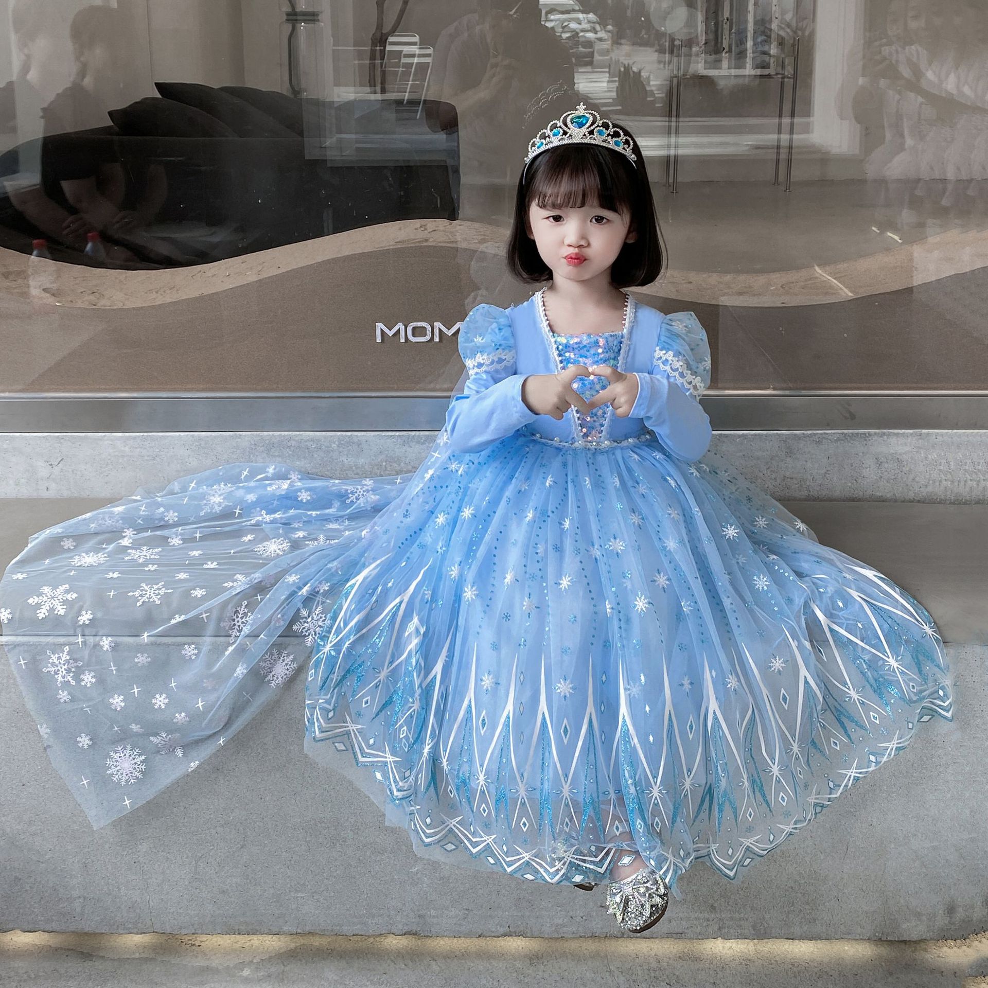 冰雪奇缘2艾莎公主裙爱莎儿童裙子秋冬新款长袖女童-阿里巴巴