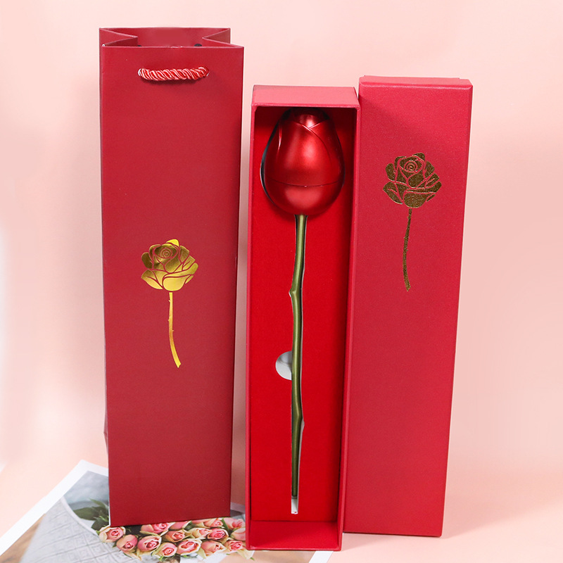 Valentine's Day Confession Single Rose Gift Box Metal Plastic Spray Paint Cover Jewelry Jewelry Box Wholesale