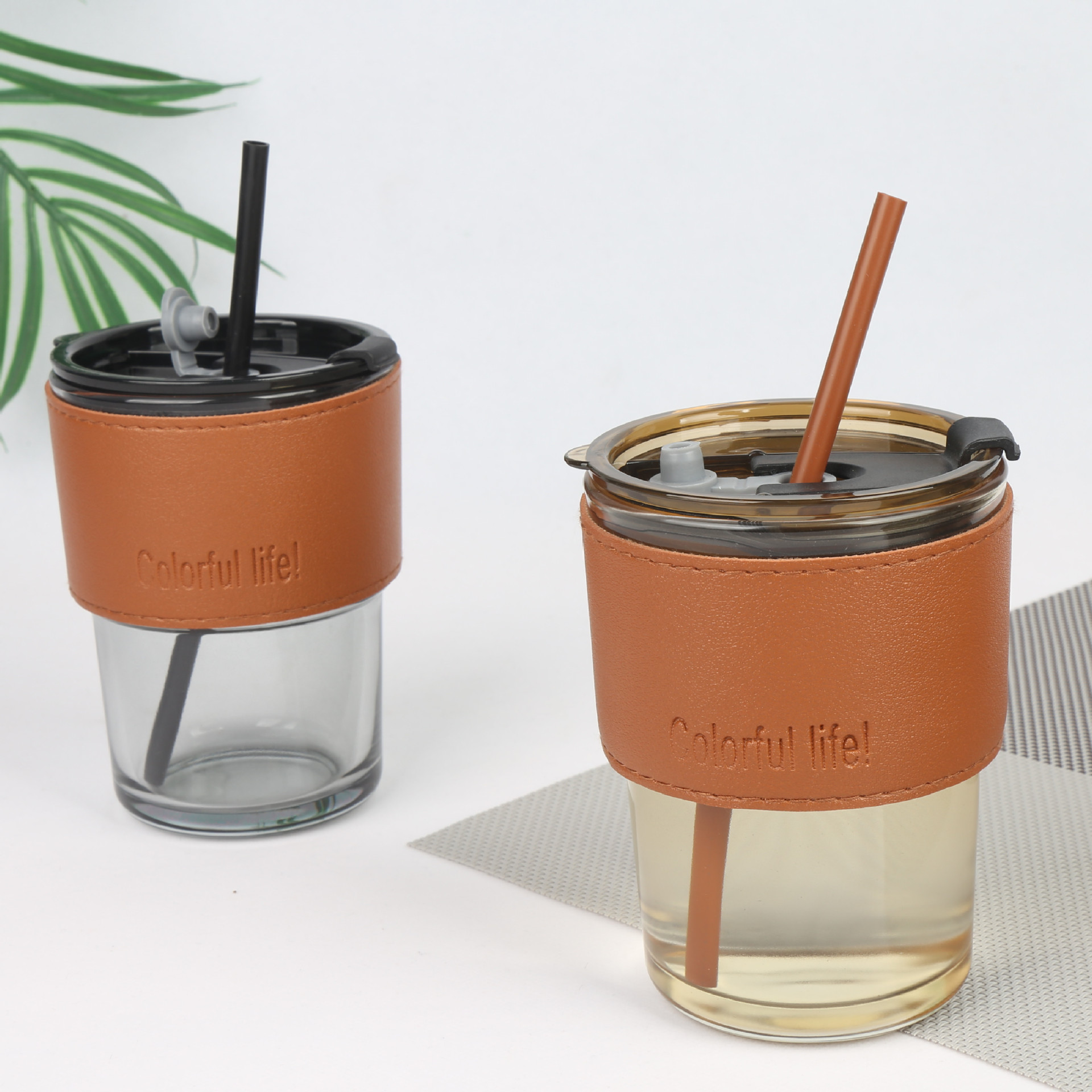 网红竹节吸管杯隔热密封盖儿童杯牛奶宝宝玻璃咖啡水杯会销礼品