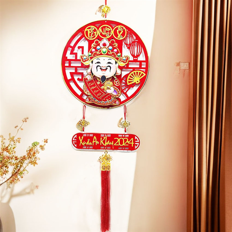 Export Spring Festival TikTok Living Room Layout Fu Character God of Wealth Electric Pendant Same Style Vietnam Ornaments God of Wealth Shaking Head Decoration