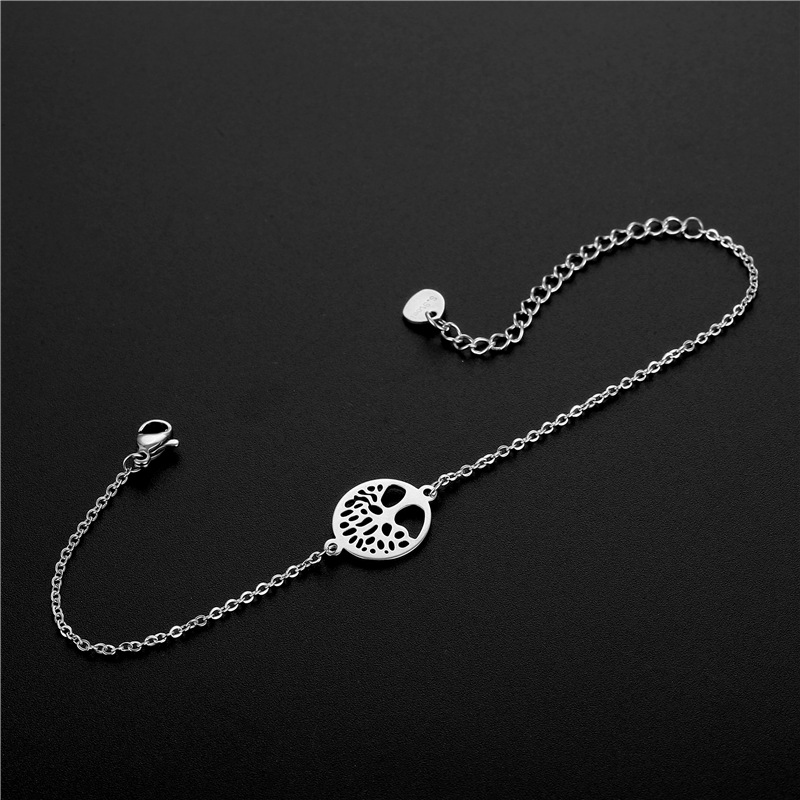 Korean Style Hip Hop Accessories European and American Lucky Tree Bracelet Foreign Trade New Couple Cross Chain Cold Style Simple Hand Jewelry