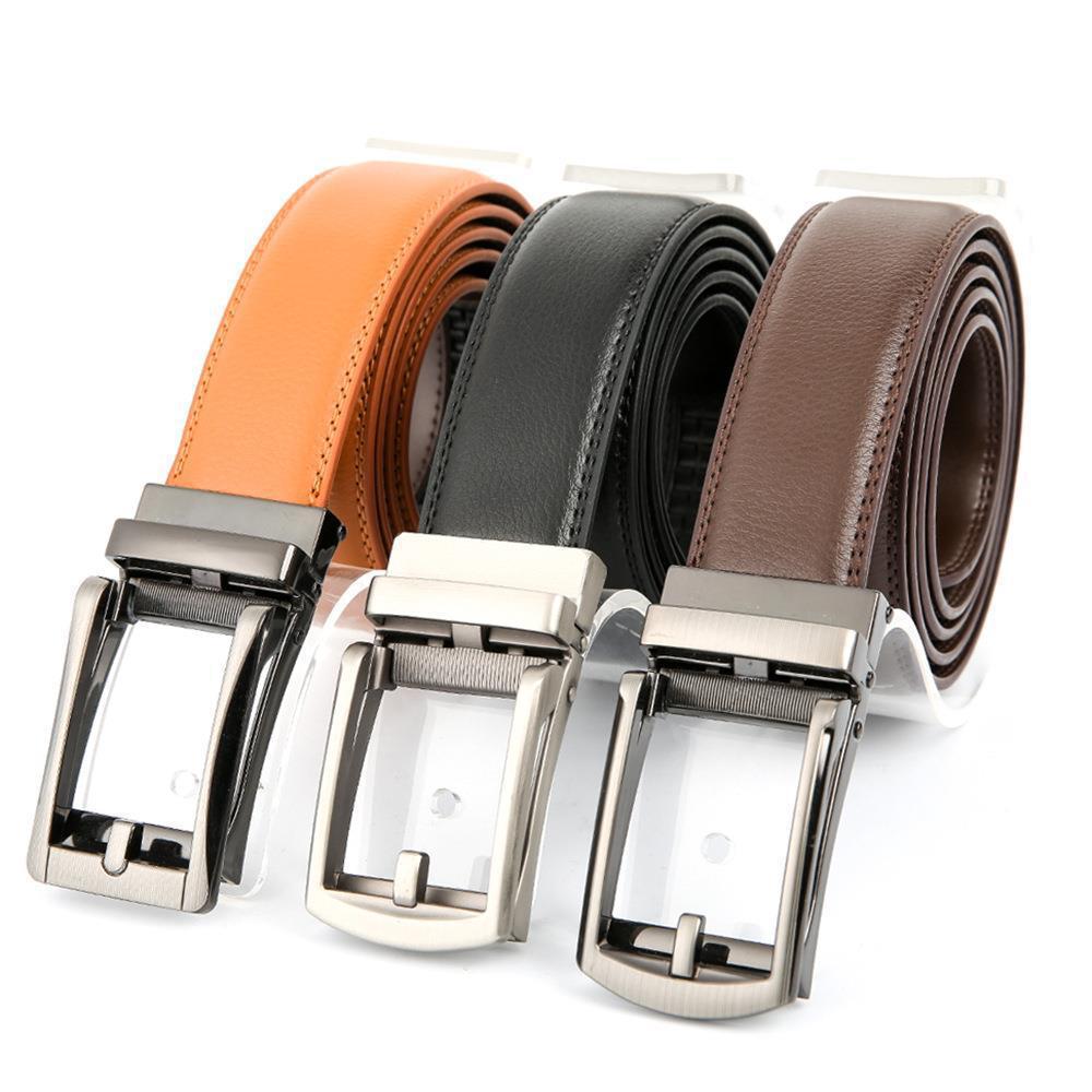 men‘s business casual leather belt click belt fake pin automatic buckle two-layer cowhide belt factory wholesale