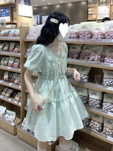 大码女装法式甜美连衣裙夏季2024新款短袖白色蓬蓬裙胖MM显瘦裙子