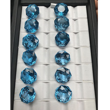 天然瑞士蓝晶托帕石圆形裸石戒面戒指吊坠镶嵌彩色宝石批发