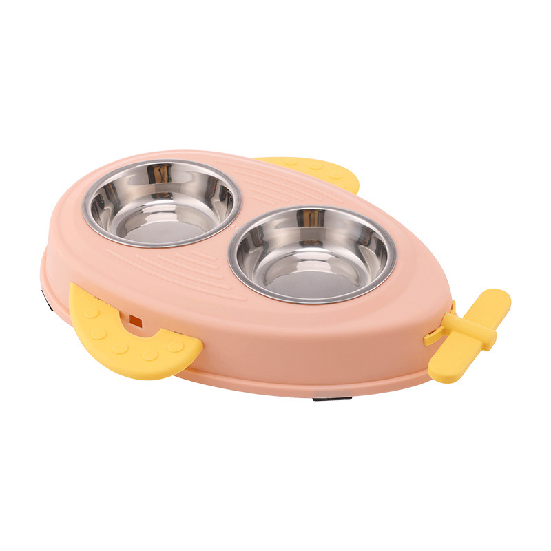 Dog Pet Cartoon Aircraft Double Bowl Cat Bowl Drinking Water Eating Pet Supplies Wholesale and Retail Dual-Use