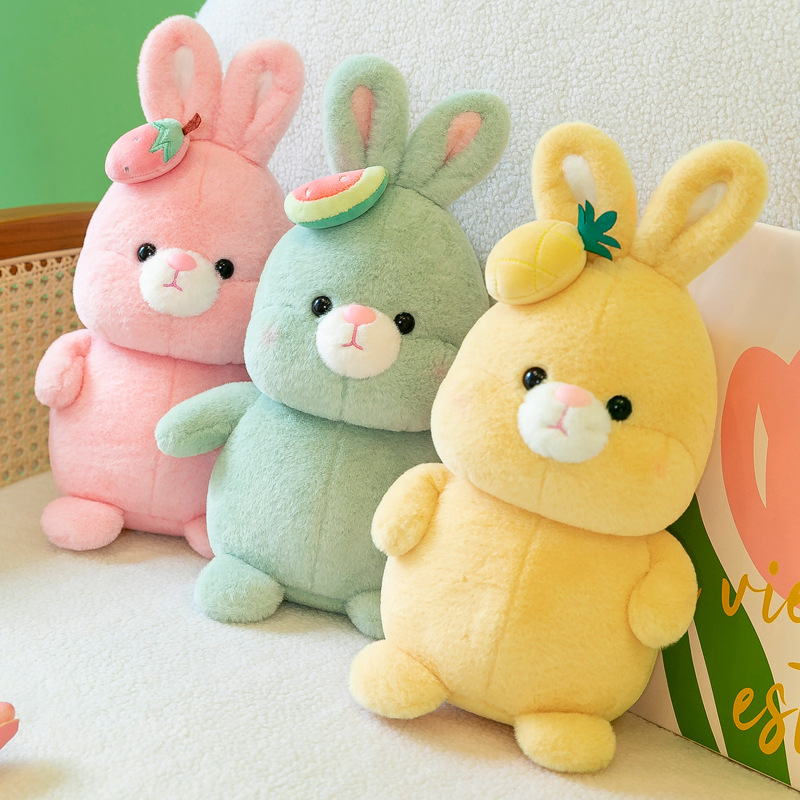 Cute Watermelon Strawberry Rabbit Doll Little Bunny Doll Plush Toys 8-Inch Dolls for Clawing Birthday Gift