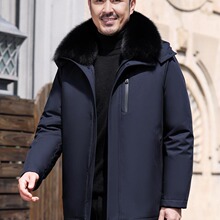 加拿大羽绒服男女情侣款派克服连帽3q狐毛鹅绒外套中