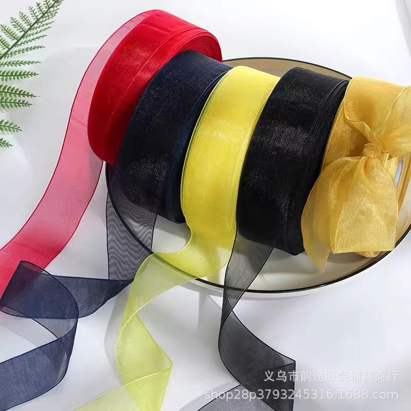 Spot Supply Color Organza Tape Handmade Diy Ribbon Flowers Decorative Gift Packaging Hat Yarn Ribbon