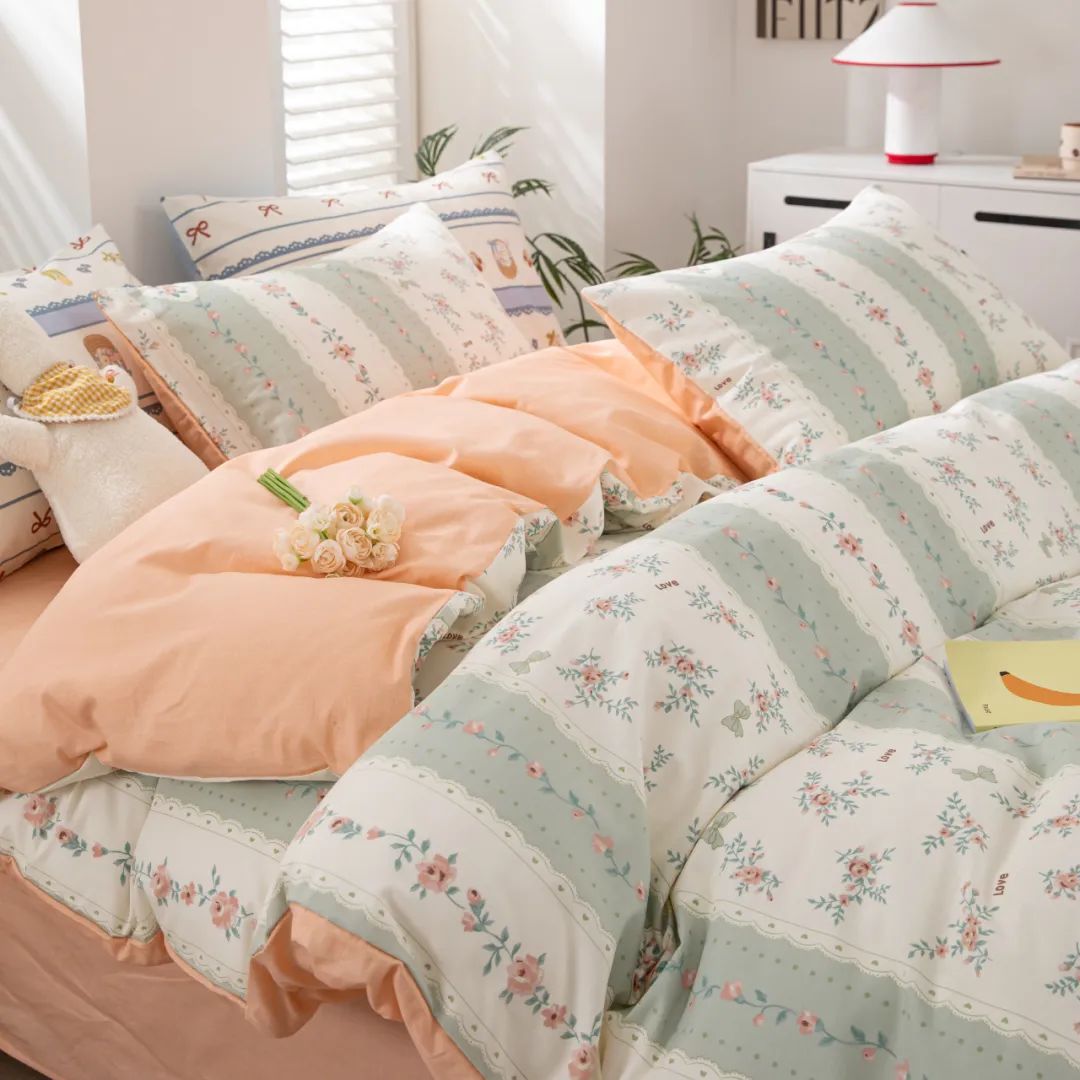 日本单高支高密精梳全棉印花床单被套枕套四件套床上用品新500477