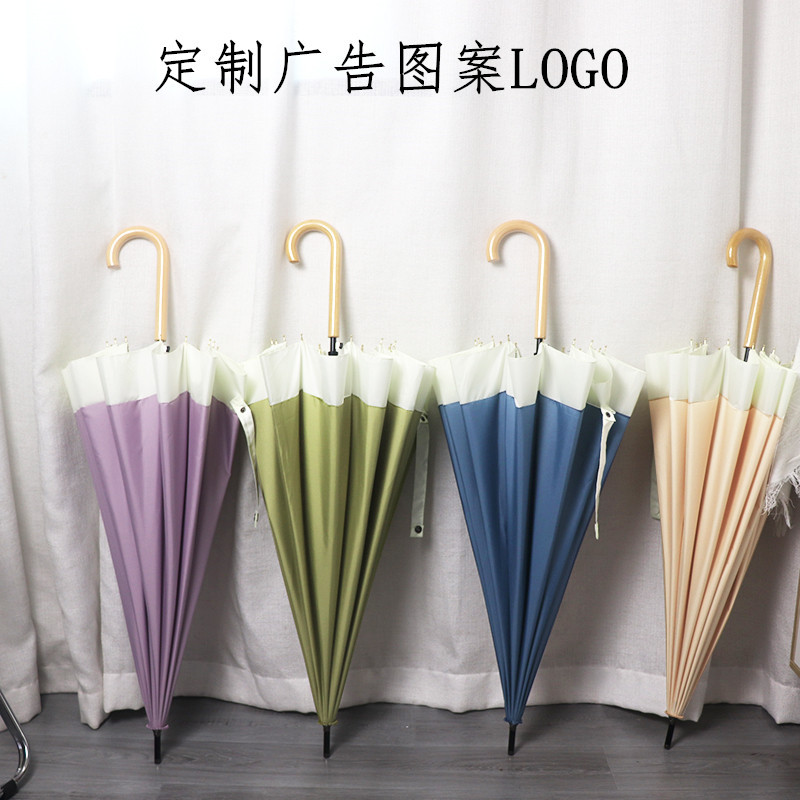 large japanese style 16-bone straight pole umbrella reinforced windproof retro long handle umbrella joint men‘s and women‘s custom pattern printed logo