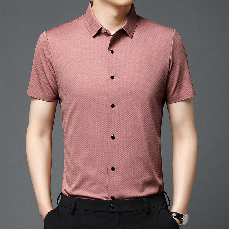 高端品牌桑蚕丝衬衫男士夏季商务绅士休闲真丝衬衣中年高级上衣薄