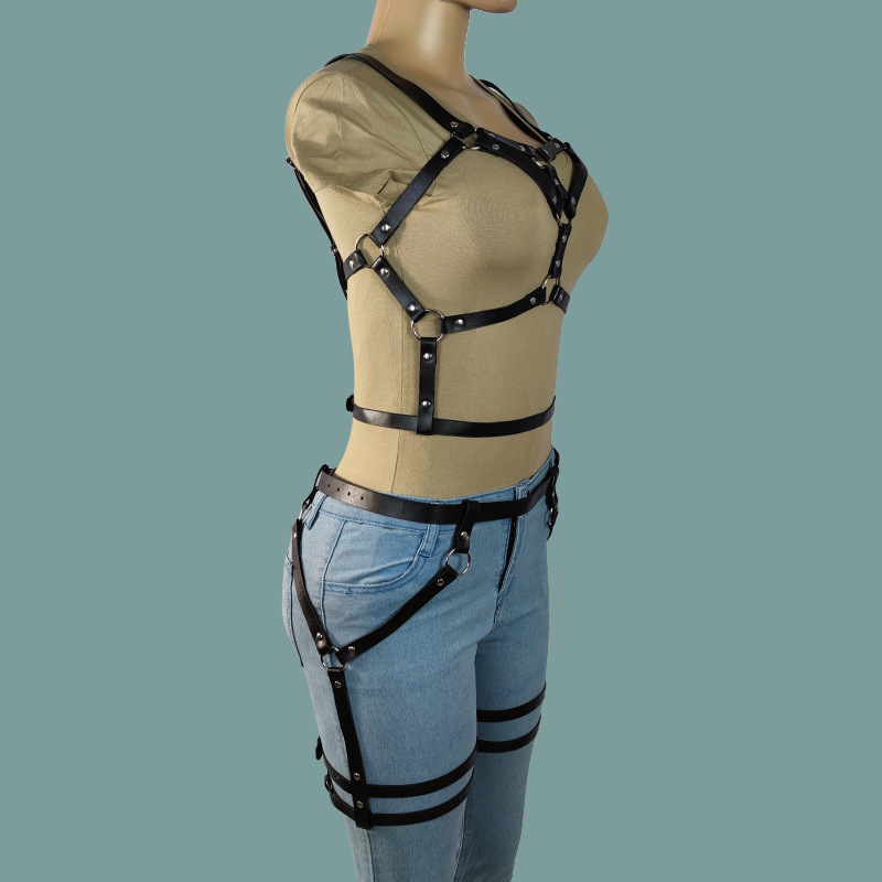 厂家直销欧美sm情趣用品修身可调皮革束缚衣镂空性感女生腰带腰封