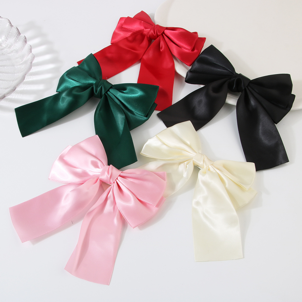 Cross-Border Sweet Double-Layer Bow Barrettes Women's All-Match Korean Satin Bow Hair Clip Duckbilled Hair Accessories