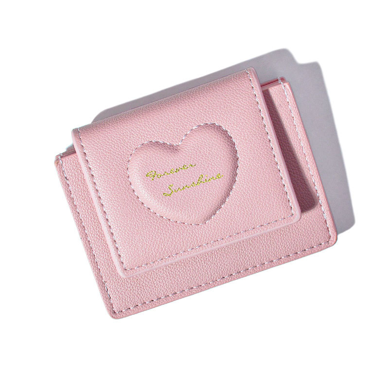Macaron Color ~ Dongxin Ins Korean Style Women's Small Wallet Wholesale Love Embossed Pu Short Coin Purse Wallet