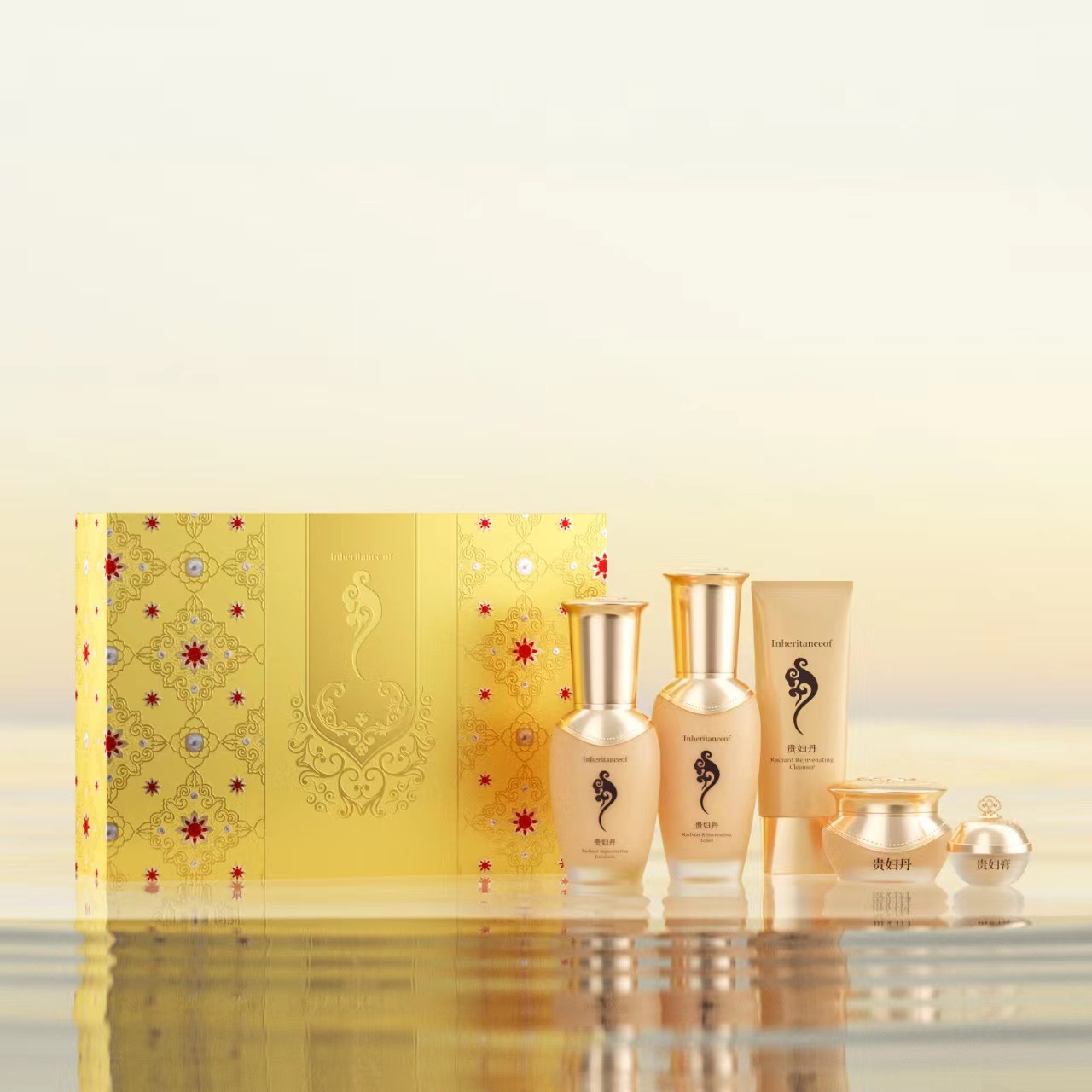 欧春秀贵妇丹五件套补水滋润水油平衡清爽不油腻天气丹补水五件套