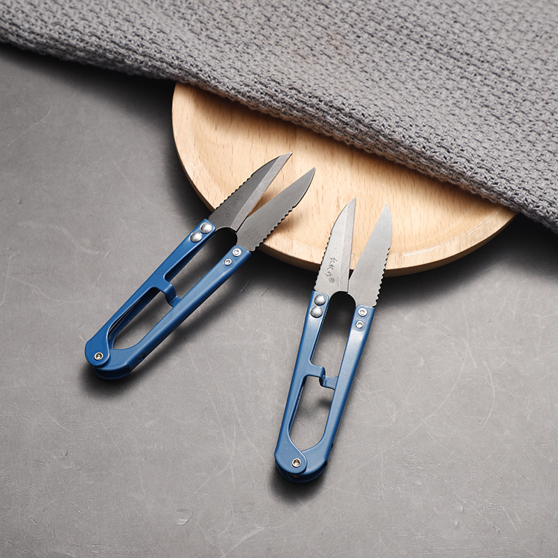 剪线头的小剪刀带齿线头剪u型sk5高碳钢纱剪十字绣沙剪裁缝剪定制