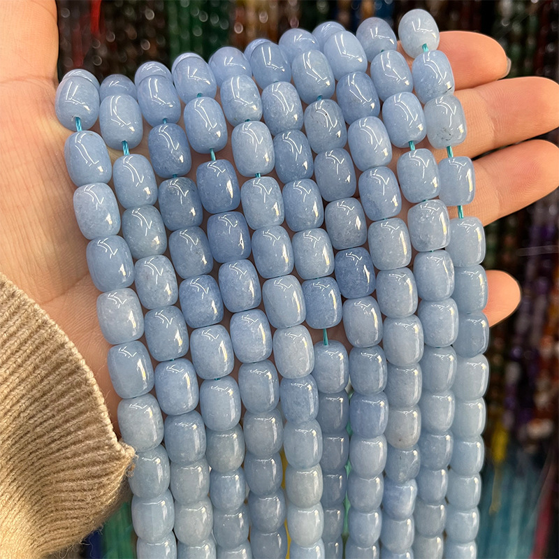海蓝宝桶珠9*11mm 优化海蓝宝半成品手链珠配珠diy饰品配珠约31颗