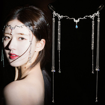 仙气古风面帘赵露思同款异域风额饰眉心坠古装汉服流苏头饰面纱女