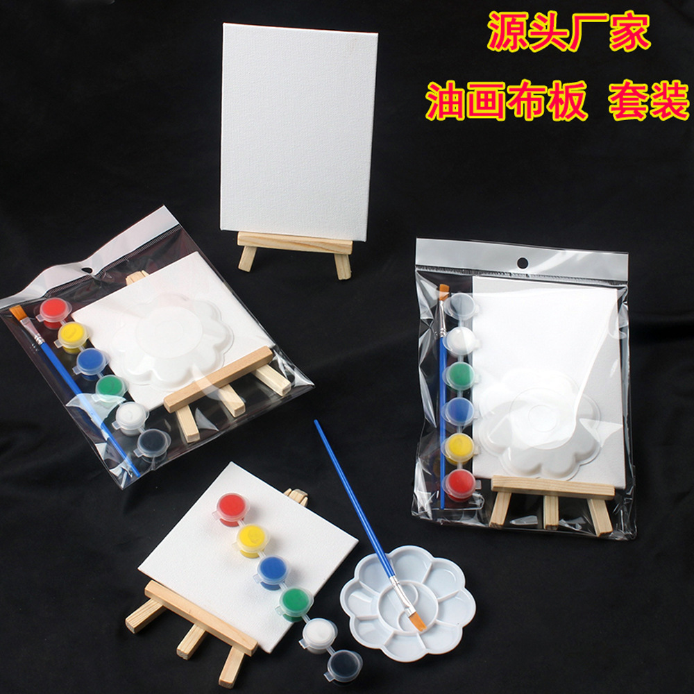 10*10 Canvas Board Children's Mini Diy Graffiti 3mm Thin with Paint Easel Brush Oil Painting Board Set