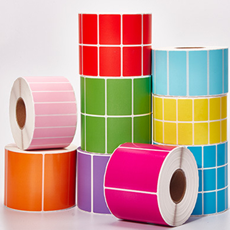 热敏纸不干胶彩色卷筒热敏纸红 黄 兰 绿 橙多色热敏不干胶标签纸