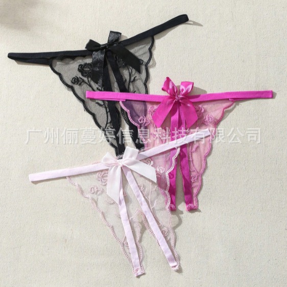 性感情趣蕾丝刺绣丁字裤 透明丁字裤 开档丁字裤-阿里巴巴