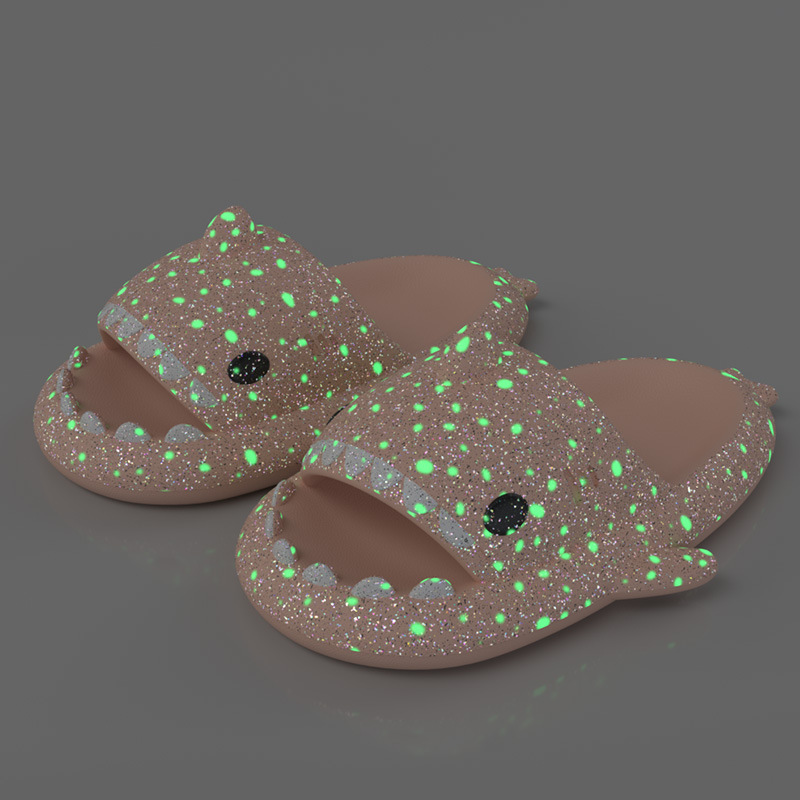 Starry Sky Luminous Shark Slippers Female Summer Adult Couple Luminous Sandals Home Non-Slip Cartoon Slippers Male Outer Wear