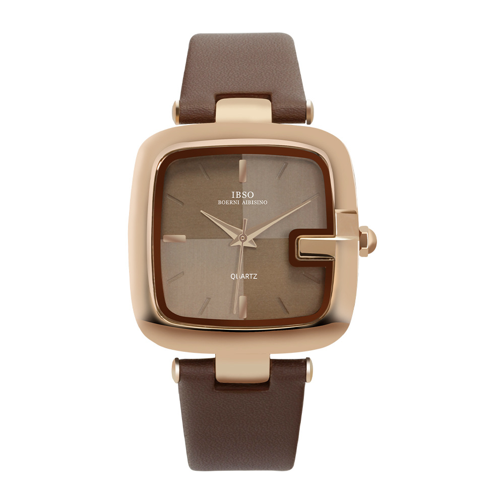 Ibso Watch Factory Color Matching Graceful and Fashionable Square Plate Women's Quartz Watch Source Factory