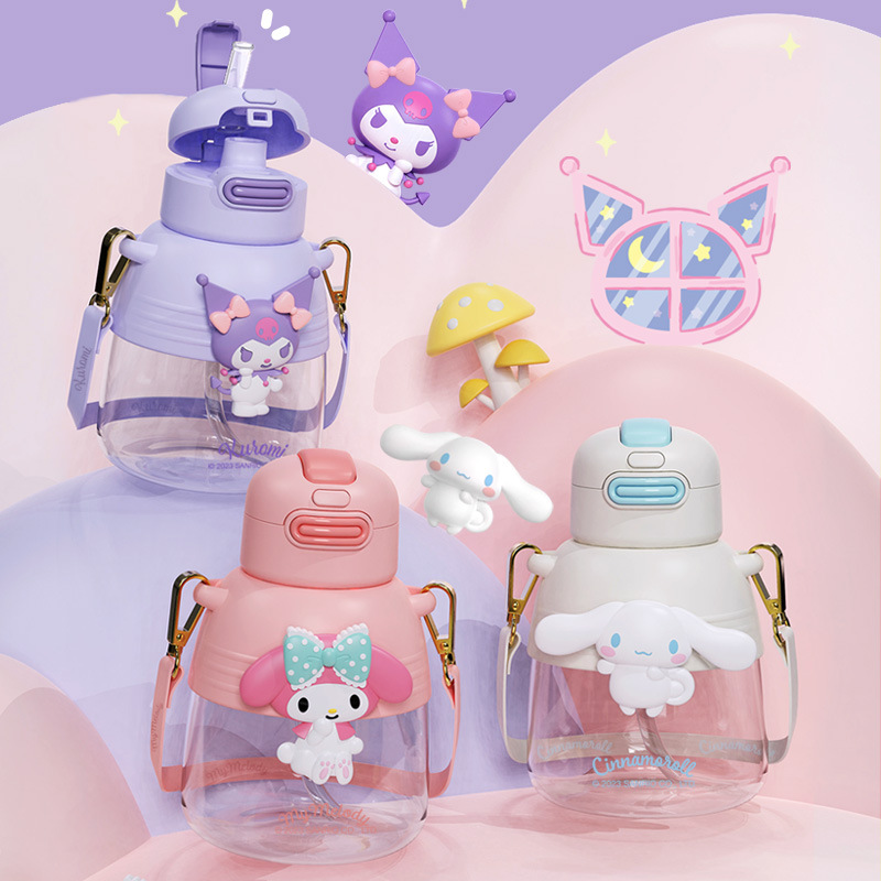 Aikesi Factory Genuine round Stool Sanrio Double Drink Cup 850ml Double Bullet Cover Big Ear Dog Kuromi Melody