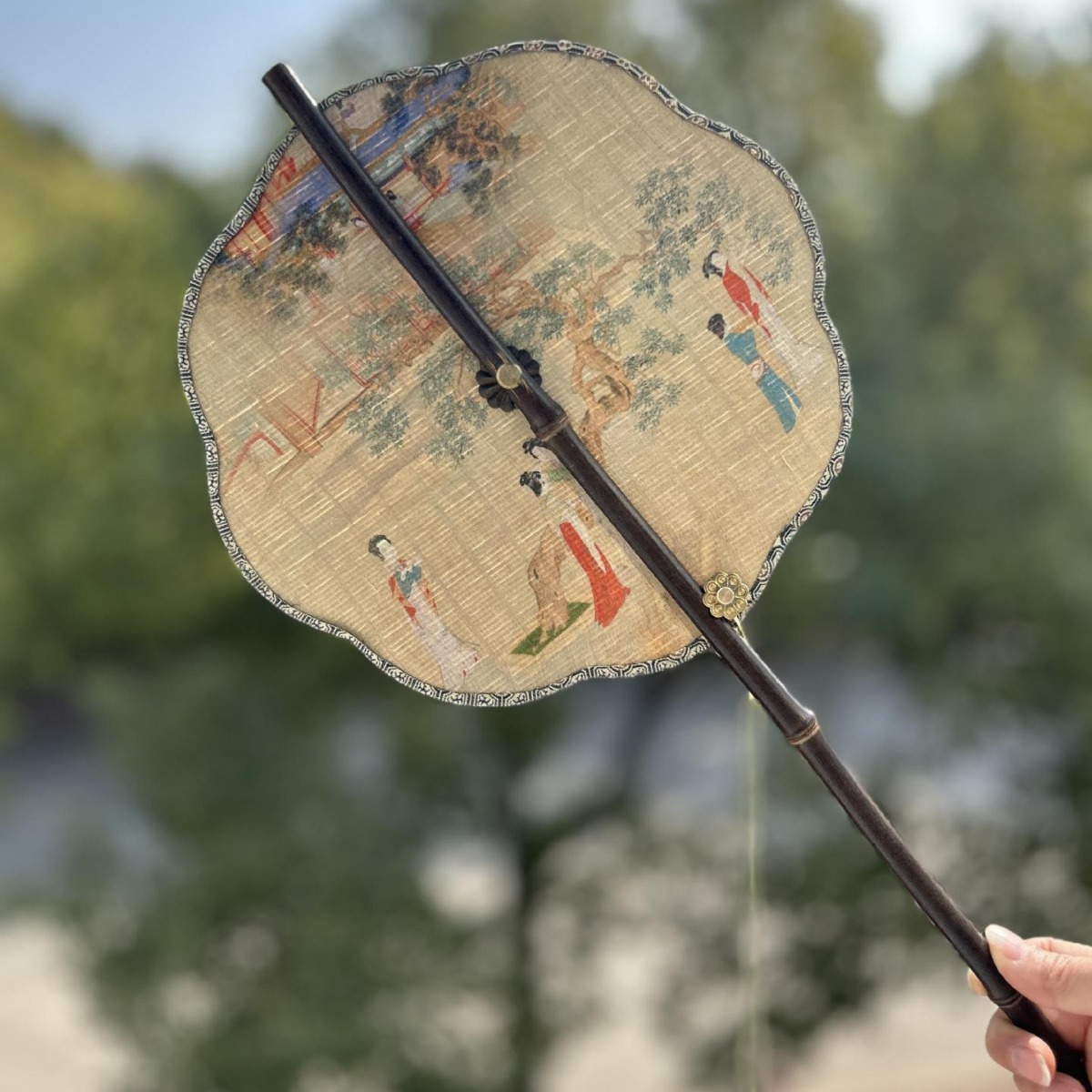 紫竹腰扇可卷曲长柄扇子团扇古扇搭配汉服旗袍拍照走秀腰扇-阿里巴巴