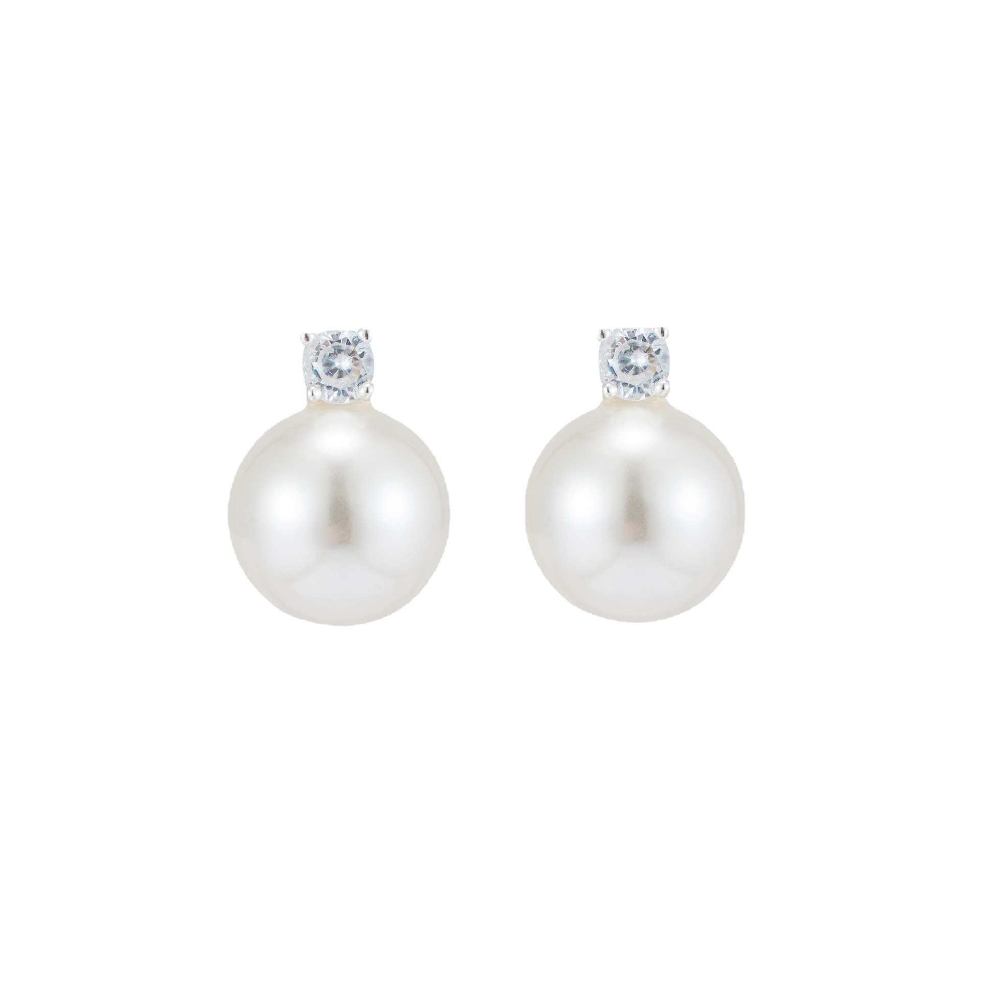 925 Silver Australian White Real Linen Shijia Pearl Stud Earrings Perfect Circle Strong Light Pearl Classic Diana Style Cold Stud Earrings for Women
