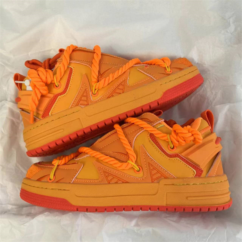 国潮风chic脏橘色厚底面包鞋 男女ins潮流情侣休闲运动鞋百搭板鞋