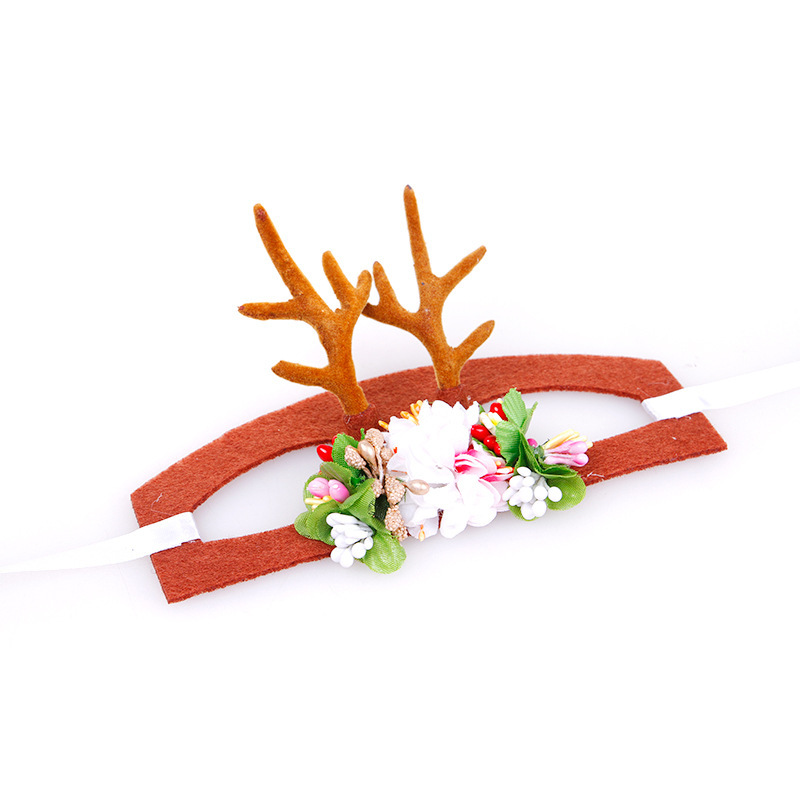 Cross-Border Hot Pet Headwear Christmas Antlers Pet Decorative Hat Antler Hairband Hair Ring Supplies Factory in Stock