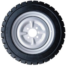 4.00-12四孔实心轮胎 70mm钢圈工程电动车轮子工地三轮车橡胶外胎