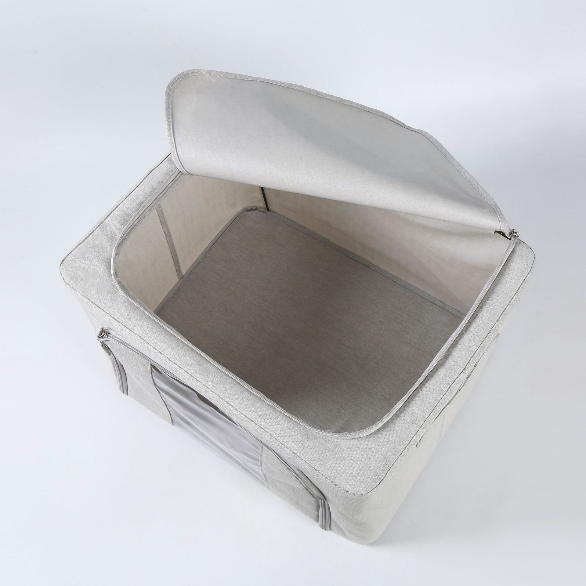 小号布艺收纳箱可折叠带视窗储物箱衣物棉被百纳箱搬家整理箱批发