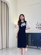 0428-153高品质夏季冰麻针织短袖连衣裙女装夏装