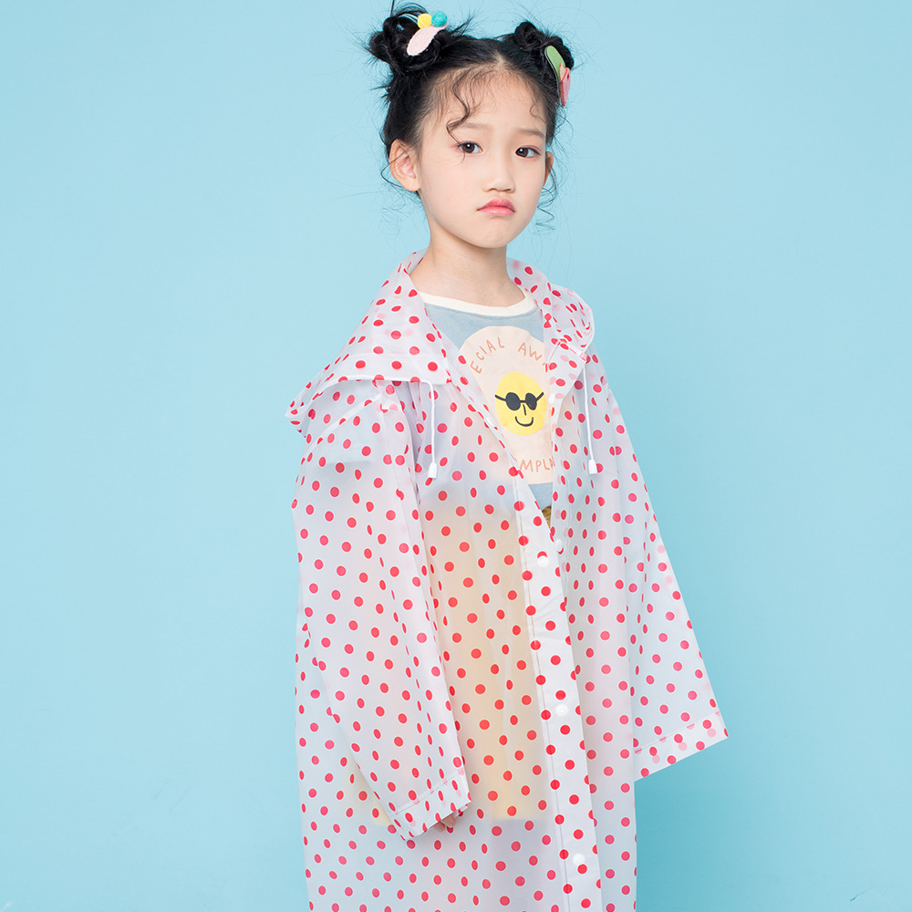圆点风衣轻便便携小学生小孩防水大童男女童宝宝可爱儿童雨衣雨披