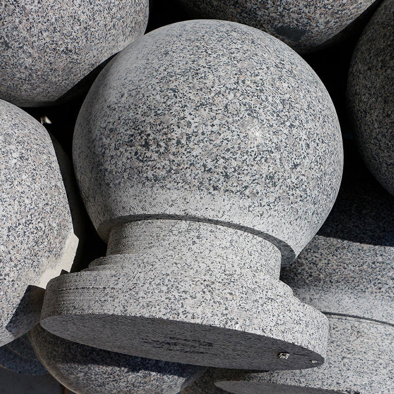 芝麻灰挡车球 花岗岩挡车石球 公园停车场道路用路障石 止车圆球