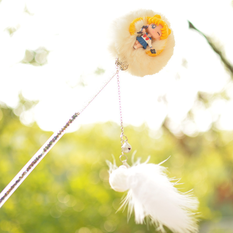 奈比利逗猫棒玩偶仙女小猫猫咪玩具用品 宠物羽毛铃铛玩具逗猫棒