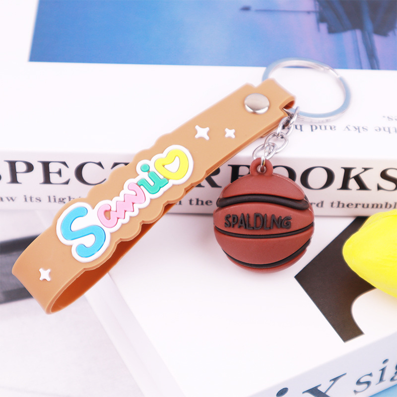 New Simulation Basketball Keychain Mini Key Chain Sporting Goods Activity Small Gift Factory in Stock Wholesale