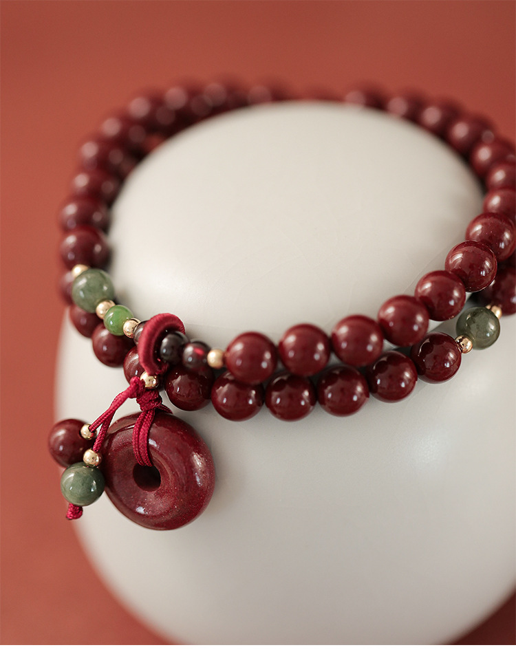 天然正品原矿高含量朱砂紫金砂手串本命年多圈平安扣手链女转运珠