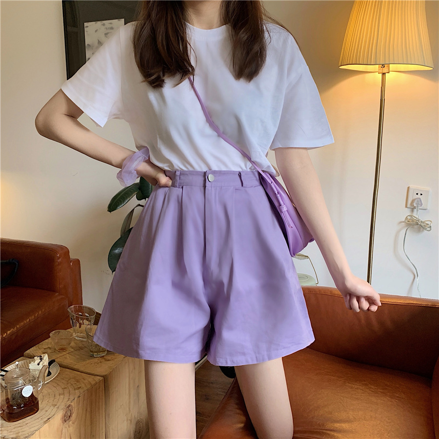 Cross-Border Hot Cotton Black Shorts Women 2023 New Elastic High Waist All-Matching Wide Leg Pants Student Casual Pants