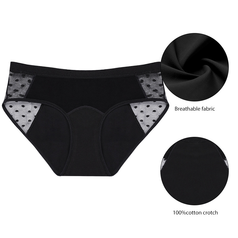 Cross-Border Customized Four-Layer Physiological Underwear Women's Sexy Lace Mid-Waist Leak-Proof Sanitary Panty Menstrual Period Aunt Underwear