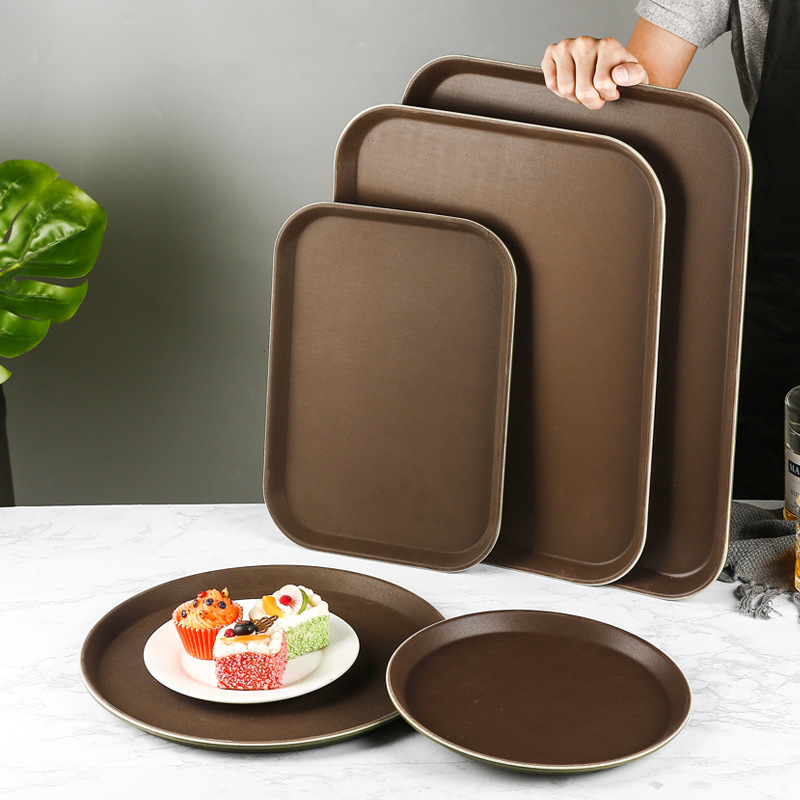 塑料托盘长方形大号酒店餐厅防滑托盘圆形钢化商用酒杯子托盘小