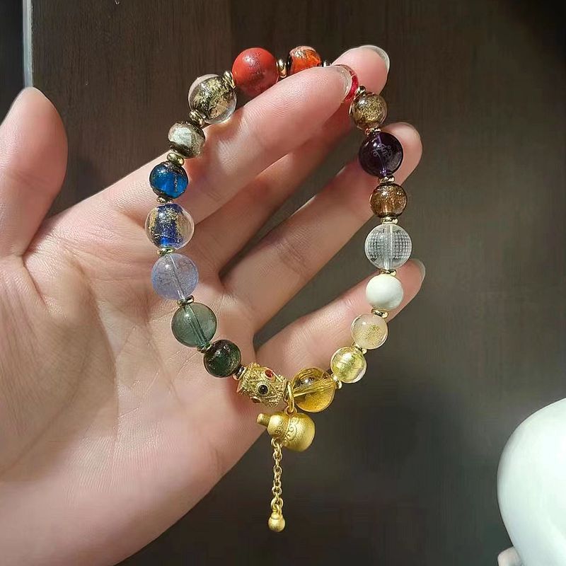 多宝十八子葫芦手链蓝药师白心经黄财神绿度母金箔香灰瓷琉璃手串