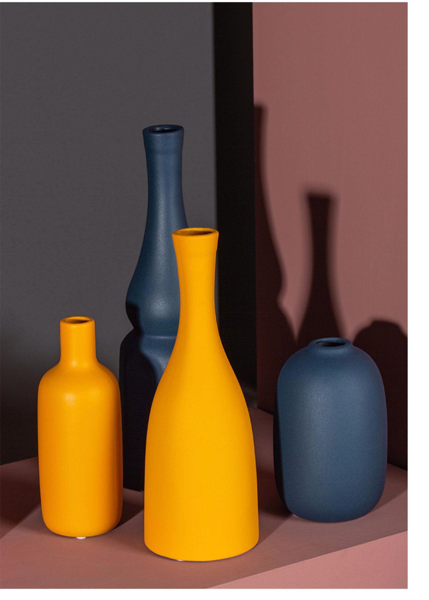 莫兰迪北欧陶瓷小花瓶摆件创意客厅餐桌插花电视柜家居干花装饰品