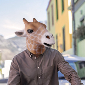 2021年跨境圣诞节跳舞表演面具长颈鹿动物面 搞怪搞笑乳胶头套